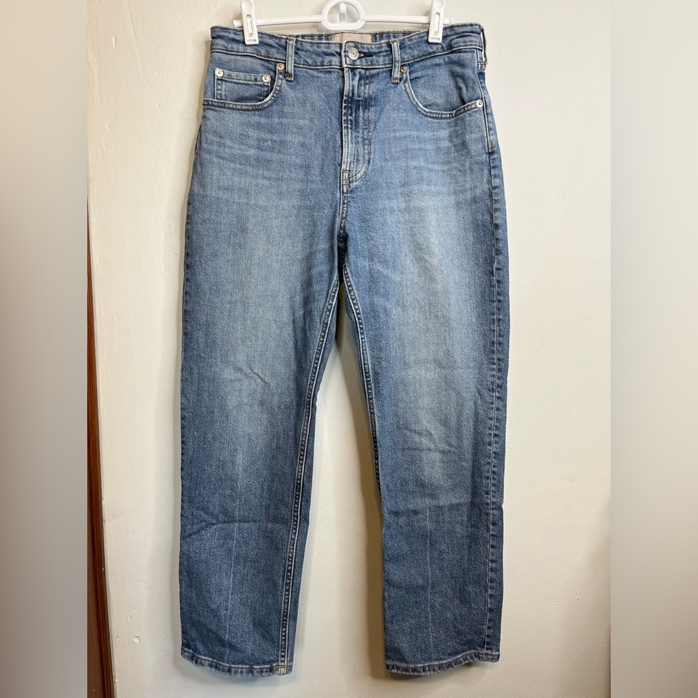 Everlane High Rise Straight Jeans 29 Ankle Medium Wash EUC